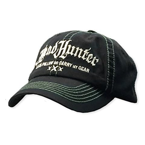 Bone Head Outfitters Head Hunter Black Ops Hat - Black Old School Unstructured Hunting Cap - Adjustable with Velcro Closure Cover