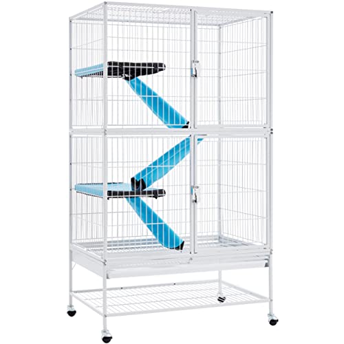 Yaheetech Grande Jaula Hamster con Ruedas Jaula Chinchilla Separados Jaula de Dos Pisos para Cobaya Hurones Casa para Ratoncillos Roedores 137x78x51cm Blanco