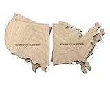 Wooden Shoe Designs East and West Coast Coaster Set of 4 | Wood Coasters for Drinks | Unique Drink Coasters 4-Inch | Great Housewarming Gift