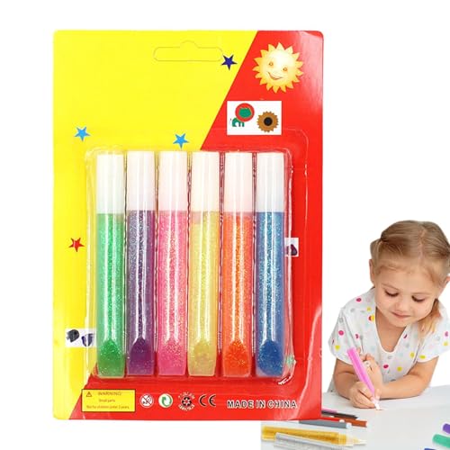 FmtwPhn Barras de pegamento con purpurina arcoíris, 6 unidades de adhesivos artísticos lavables y pastas, barras de pegamento de colores seguros y barras de pegamento para proyectos de arte, tarjetas