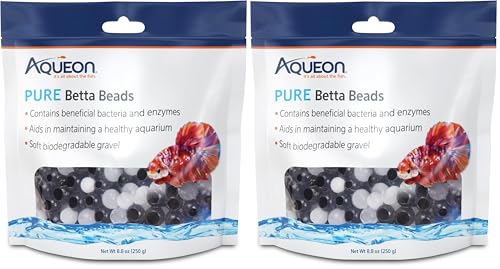 Image of Aqueon Pure Betta Beads, Water Care for Unfiltered Aquariums, Maintains Clear Water and Helps Breakdown Organic Sludge, Black & White (Pack of 2)