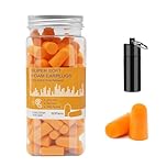 Soft Foam Ear Plugs with Aluminum Carry Case, 60 Pairs - 38db Noise Reduction Sponge Earplugs Noise Cancelling Ear Plugs for Sleeping, Travel, Concerts, Studying, Work, Loud Noise (Orange)