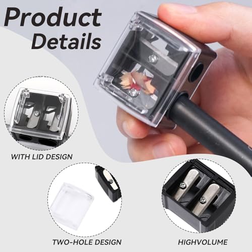 2 Stück Pencil Sharpener, Spitzer für Kajalstifte, Doppelloch-Bleistiftspitzer, Anspitzer Faber-Castell, Geeignet für Den Handlich für Unterwegs,Augenbrauenstift Lipliner Eyeliner Bleistift.