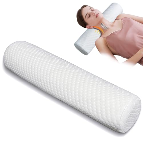 AAAini Almofada de rolo de pescoço, almofada de rolo cervical com forro e capa lavável com zíper, tr