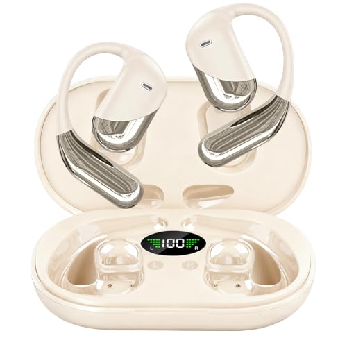 Image of Open Ear Bone Conduction Headphones，,Over Ear Earbuds with Ergonomic Earhook,Bluetooth Headphones with Smart Digital Display,50H Playtime,IPX7 Waterproof,Touch Control Operate Fit Cycling Running