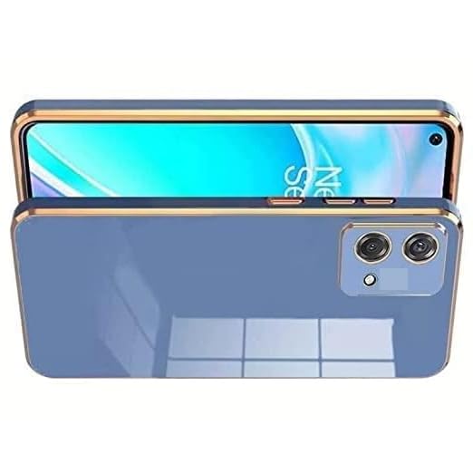 Image of for Motorola /Moto G54 5G Plating Square Gold Frame Phone Case Luxury Soft Silicone Back Cover for Motorola /Moto G54 5G (Blue)
