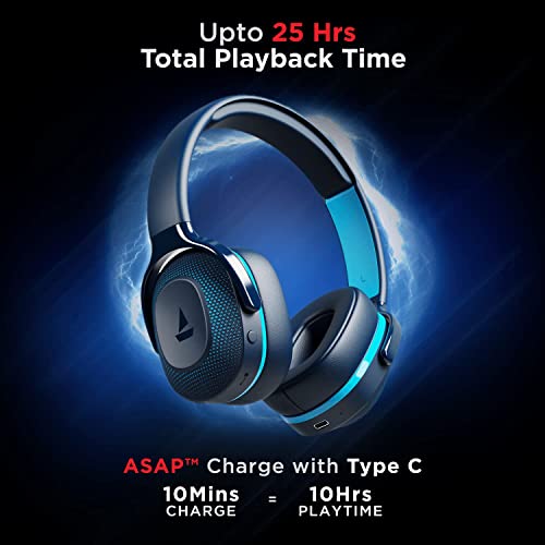 boAt Rockerz 425 Oceana Blue Wireless Over-Ear Headphones - Image 4