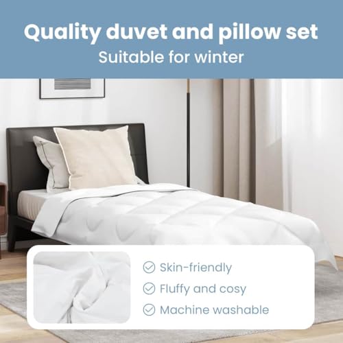 Vidaxl Piumone Con Cuscino 2 Pcs Bianco Microfibra - 4