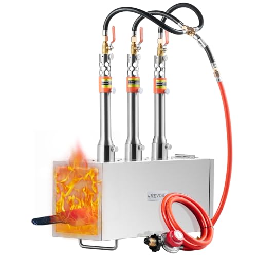 VEVOR Portable Propane Forge, 3 Burner Farrier Forge, 2600℉ Tool and Knife Making Blacksmithing Gas Forge, Large Capacity Square Stainless Steel Gas Forging Tools and Equipment for Metal Forging