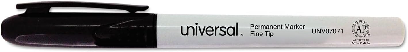 Universal 7071 Pen Style Permanent Markers, Fine Point, Black, Dozen