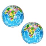 2Pcs Blue Squishy Squeeze ,World Map Globe Palm Ball Slow Rising Stress Relief Birthday Xmas Gifts Xmas Stocking Fillers Party Bag Gifts (7.6CM),Novelty and Gag