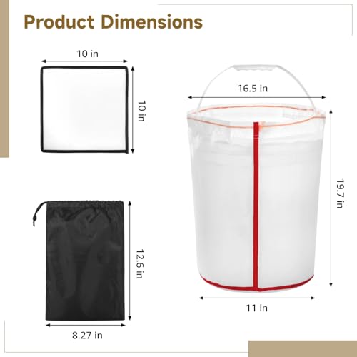 5 Pcs 5 Gallon Reusable Mesh Filter Bags, Nylon Filter Bags with Storage Bag for Kitchen, Reusable Filter Bag, for Hydroponics Gardening and Industrial Applications by OMISTAR - Image 2