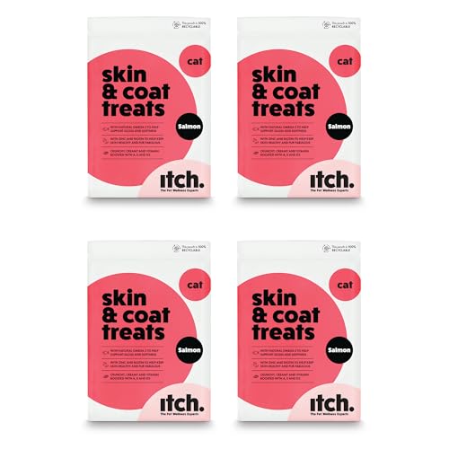 Itch - Skin & Coat Treats for Cats - With Omega 3, Biotin and Zinc for Glossy Fur - Ideal for Sensitive Skin - 4-Pack