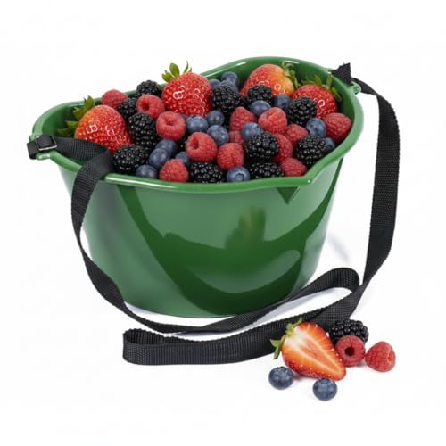 byMall Berry Picking Basket - 3L Hands-Free Fruit Picking Bucket with Adjustable Strap (Green)