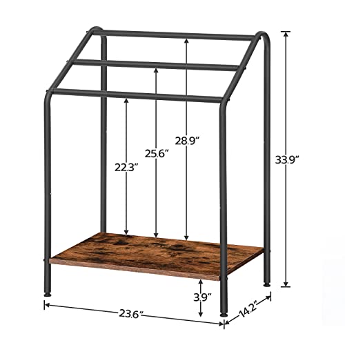 Hoobro Freestanding Towel Rack, 3 Tier Blanket Rack Stand For Living Room, Blanket Ladder Holder With Shelf, Quilt Rack, Industrial Drying And Display Rack, Bathroom, Rustic Brown And Black Bf63Lb01 #TOP5