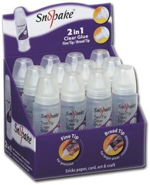 Snopake Twin Tip Clear Adhesive Glue 28ml Display Box of 12 - For Paper, Card, Art & Craft 13912