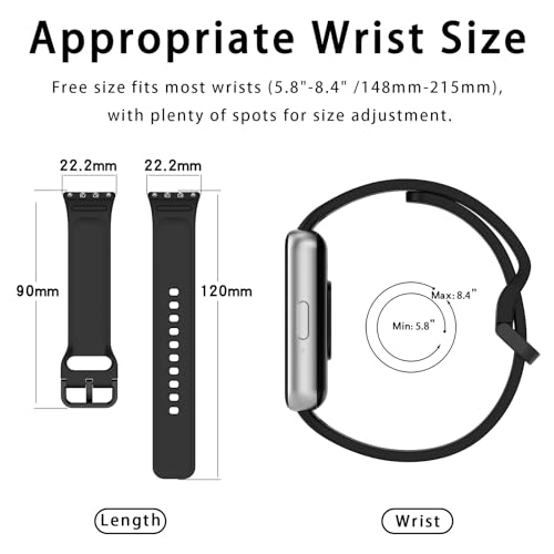 Eiavike Silicone Sport Band for Samsung Galaxy Fit 3, Adjustable Replacement Watch Strap for Galaxy Fit 3 SM-R390 Women Men (Black) by Eiavike - Image 5