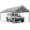 COBIZI Carports 10x20 Heavy Duty Car Canopy Garage 2.0, Carport Car Tent Outdoor Shelter Upgrade Waterproof & UV Protected with Windproof Ropes & Built-in Sandbags for Cars, Trucks and Boats, Gray