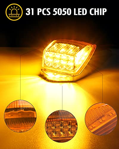 image for Partsam 31LED Amber Cab Marker Light Waterproof Top Roof Running Cab L
