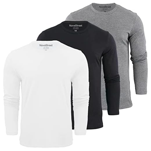Kit 3 Camisetas Manga Longa Masculinas Slim Fit Novastreet Cor:Branca, Preta e Cinza;Tamanho:GG
