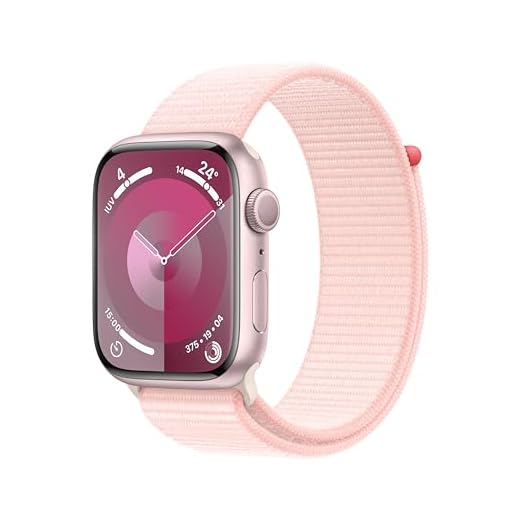 Apple Watch Series 9 GPS 45mm Smartwatch con cassa in alluminio rosa e Sport Loop rosa confetto. Fitness tracker, app Livelli O₂, display Retina always-on, resistente all’acqua