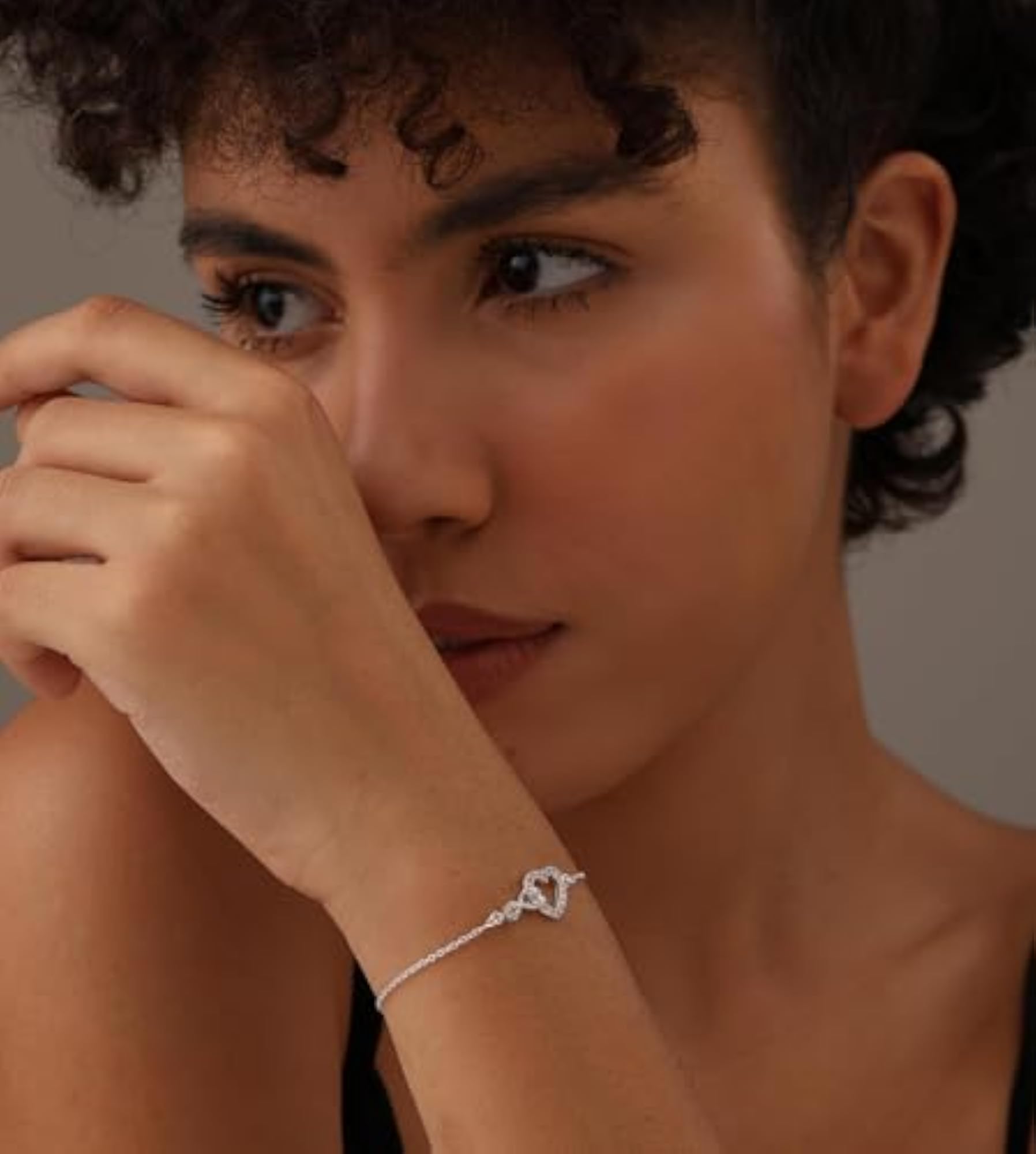 Women's 925 Sterling Silver Infinity Crystal Heart Bolo Bracelet