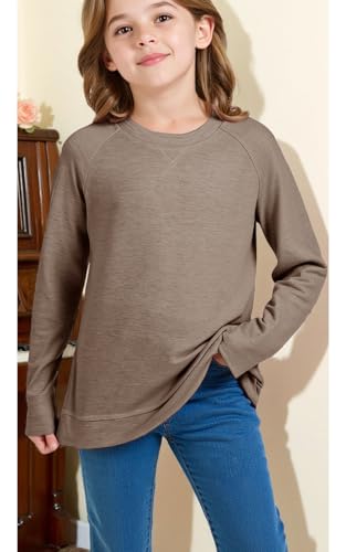 Girls Long Sleeve Shirts Cute Crew Neck Tshirts Kids Fall Back to School Tops Soft Clothes Size 10-122