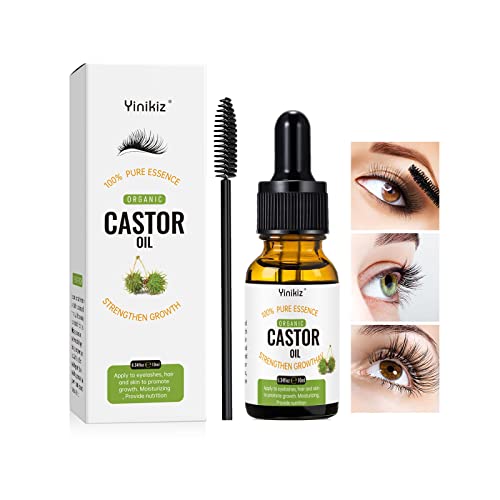 Eyelash Growth Serum - Organic Castor Oil, 100% Pure Essence, Natural Eyebrows Eyelashes Extensions Serum Hair Skin Moisturizer