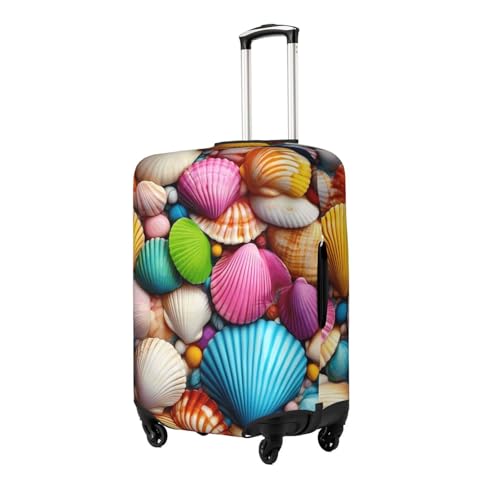 Colorful Seashells Starfish Elastic Travel Luggage Cover, Washable Spandex Suitcase Protector, Anti-Scratch Fits 18-32 Inch2