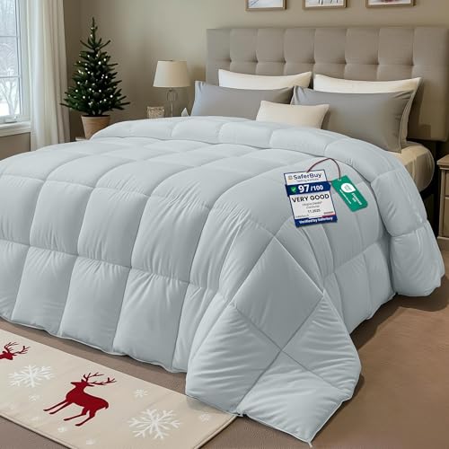 Image of Utopia Bedding Comforter Duvet Insert, Quilted Comforter with Corner Tabs, Box Stitched Down Alternative Comforters (Light Grey, Double)