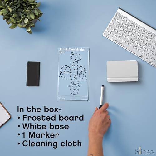 Image of 3 Lines to Do List Acrylic Board for Desk (12X8 CM) | Best Planner & Organiser | White Acrylic Base | with Marker & Cleaning Fabric | Think Outside the Box Translucent | Small Size