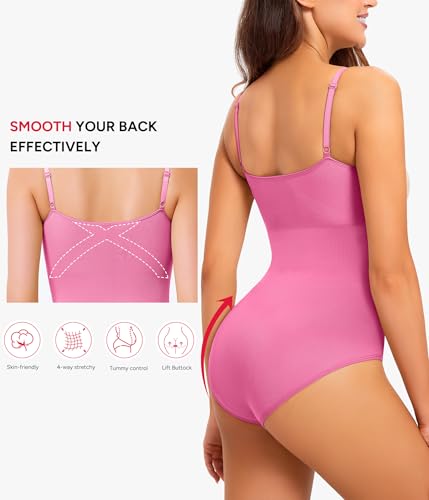 Image of Nebility Shapewear Bodysuits for Women - Tummy Control Square Neck Bodysuit Seamless Full Body Shaper Going Out Top
