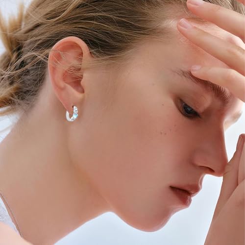 Triple Moon Goddess Earrings 925 Sterling Silver Moonstone Hoop Earrings Pagan Wiccan Jewelry Gifts for Women4