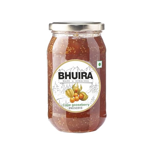 Image of Bhuira Cape Gooseberry Preserve - 470g | All Natural No Added Preservatives, Artificial Colors | Handmade Himachal Vegan Spread | Breakfast Dessert Jam | Healthy Snack