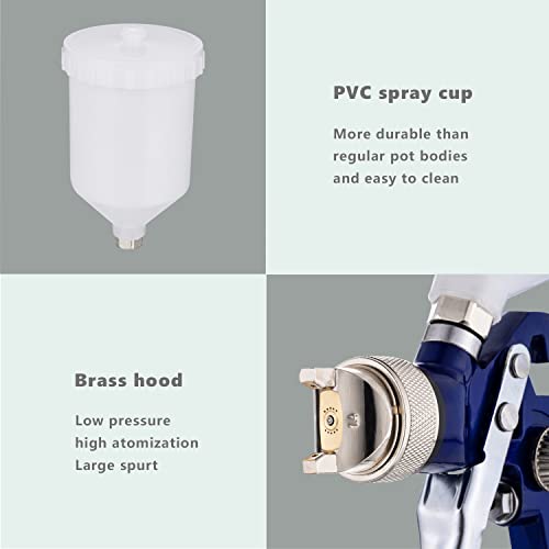 KATSU HVLP Paint Spray Gun Gravity Feed 600CC with 3 Copper Nozzles 1.4/1.7/2.0mm Pneumatic Air Paint Sprayer for Car Furniture Surface Coating Decorating Painting - Image 6