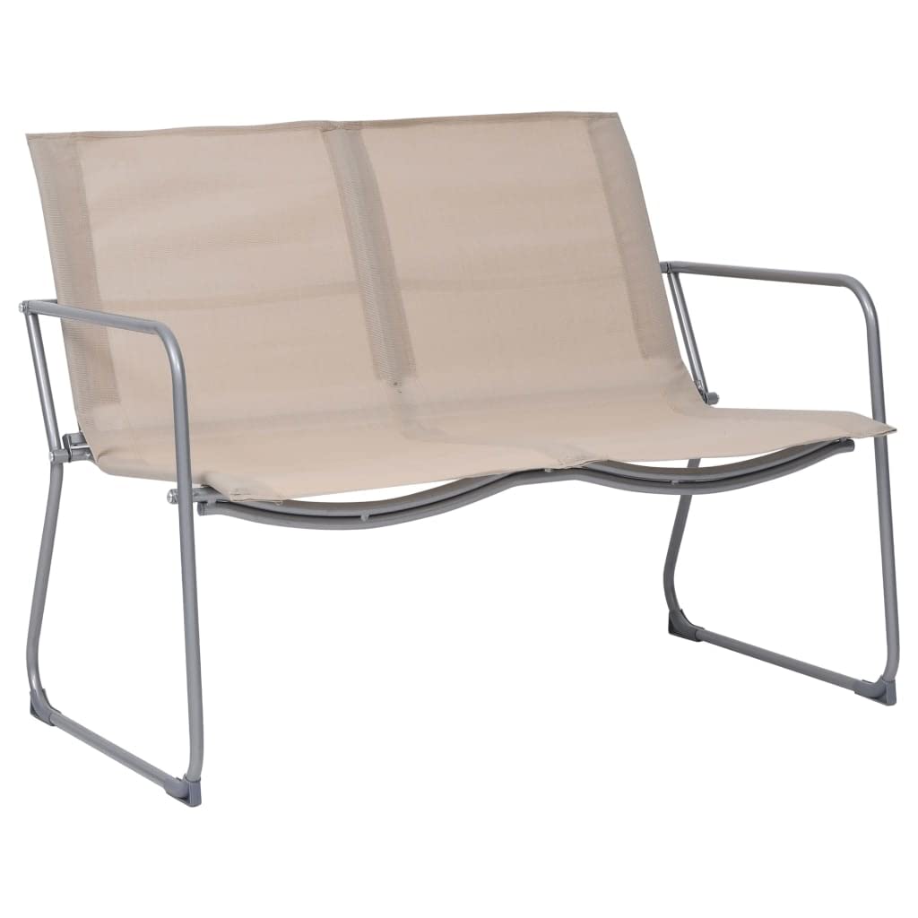 Set Salotto da Giardino 4 pz in Acciaio e Textilene Crema | Arredo esterno per patio e terrazzo con tavolino in vetro e sedute in tessuto traspirante per momenti di relax all'aperto.