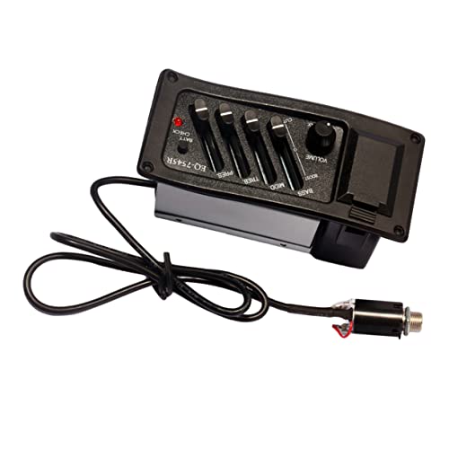 GALPADA Guitar Pickup Band Preamp Amplifier Eq for Folk Guitarra Easy to Install Pre with Volume Control Essential Under Saddle Pickup for Acoustic Guitars Black