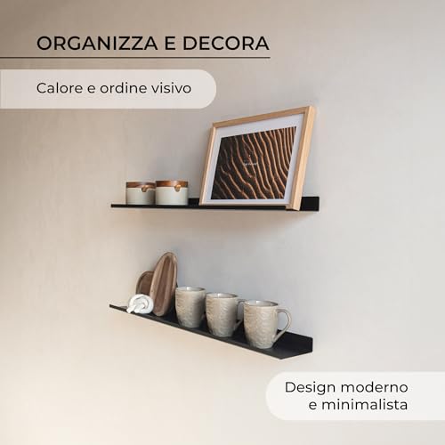 MILUKA Wandregal Schwarz aus Metall 70 cm – Schmales Wandboard 70 x 10 cm – Bilderleiste und Schweberegal für Bilder, Fotos und Moderne Wanddekoration – Unsichtbare Befestigung