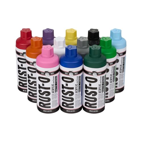 Rust-Oleum Rust-O Acrylic Spray Paint | Street Artist Spray Paint For Murals | Weather Resistant For Concrete, Wood, Brick And Other Surfaces | 11 Ounce | 12 Can Multi-Color Pack