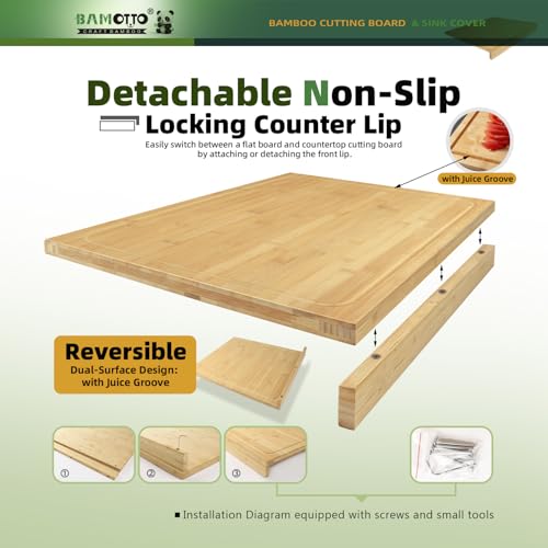 BAMOTTO CRAFTBAMBOO 18.9x22 Inch Extra Large Bamboo Cutting Board Over Sink by BAMOTTO CRAFTBAMBOO - Used condition - Image 4