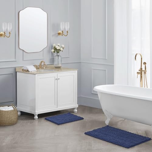 Tapis de bain indigo Laura Ashley Astor en polyester chenille