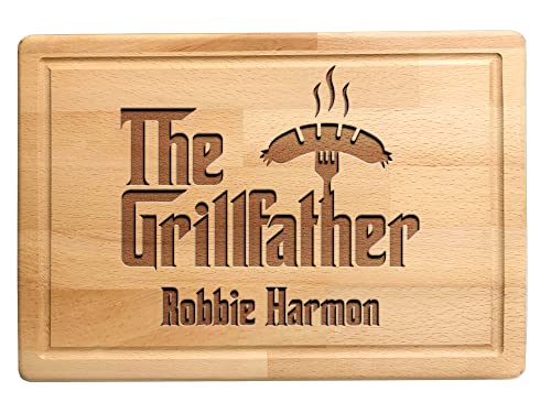 The Grillfather Wood Cutting Board, Fathers Day Gift Idea, Bbq Gift, Personalized Gift For Men, Dad, Grandpa, Custom Engraved Cutting Board, Father's Or Grandpa's Birthday Gift, Grill Master #TOP2