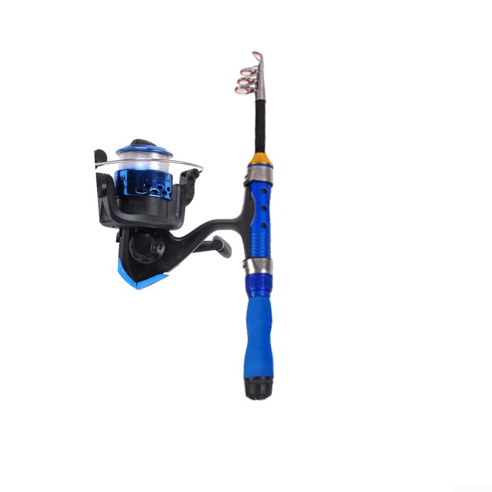 Telescopic Fishing Rod Kit with Smooth Bearings Reel For Combo Lightweight Carbon Rod for Portable Travel and Outdoor Fishing (Blue 1M Set)