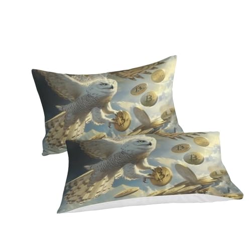Housse de couette chouette blanche 200x200 3 pièces en microfibre - 3