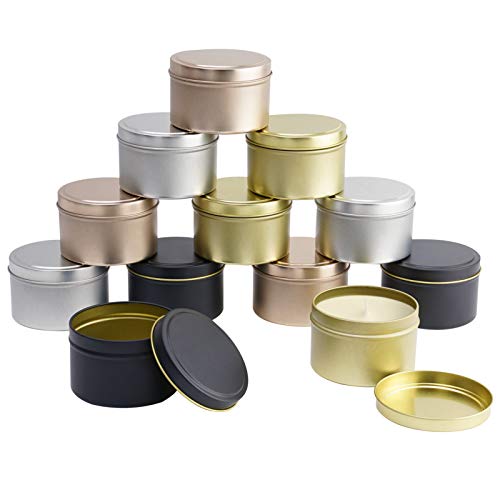 12 Pieces Candle Tins, 8 oz Candle Containers Bulk for Candle Making, Candle Jars for DIY Candle, Dry Storage, Arts Crafts, Party Favors & More, Metal Travel Tins with Slip-On Lids