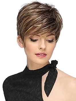 Short Wigs With Bangs Mixed Short Wigs For Black Women Synthetic Hair Short Pixie Cut Wigs For White Women Natural Hair Replacement Wigs For Women Naseily -7266