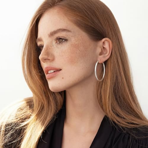 925 Sterling Silver Hoop Earrings,3 Pair Silver Hoop Earrings for Women, Lightweight Small Silver Hoop Earrings,Hypoallergenic Silver Hoop Earrings for Women 20mm 30mm 40mm PABBEU by PABBEU - Image 2