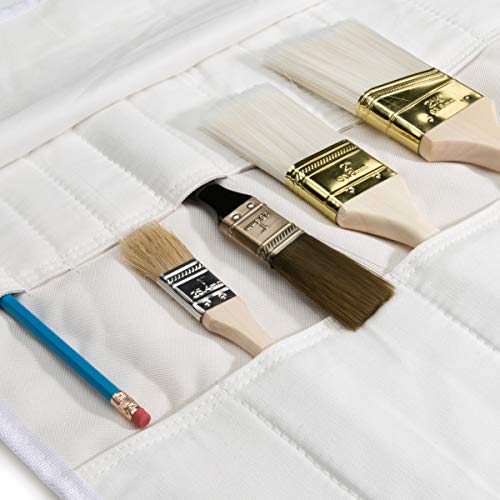 Dickies Large Paint Brush/Wrench Organizer Roll For Painters And Mechanics, 23 Tool Pockets, Durable Canvas Construction, White #TOP2