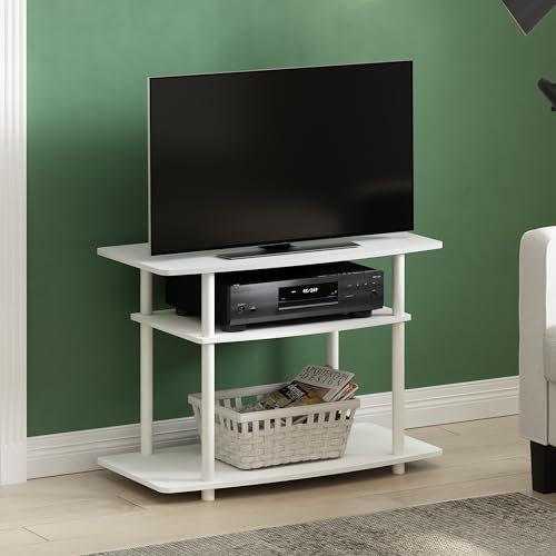 Image of Furinno Turn-N-Tube TV Stand, 3-Tier No Tools Entertainment Center, TV Console for TV up to 32 Inch, for Living Room, Bedroom, White