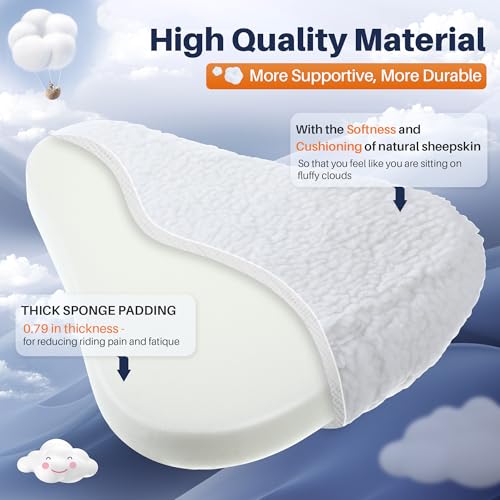 Feekoon Imitation Sheepskin Bicycle Seat Cover & Removable Sponge Padding, White Universal Sheepskin Bike Cushion Cover, Secure Fit Fur Protector for Wide Seat Spin Bike, Cruiser Exerciser(White) by Feekoon - Image 5